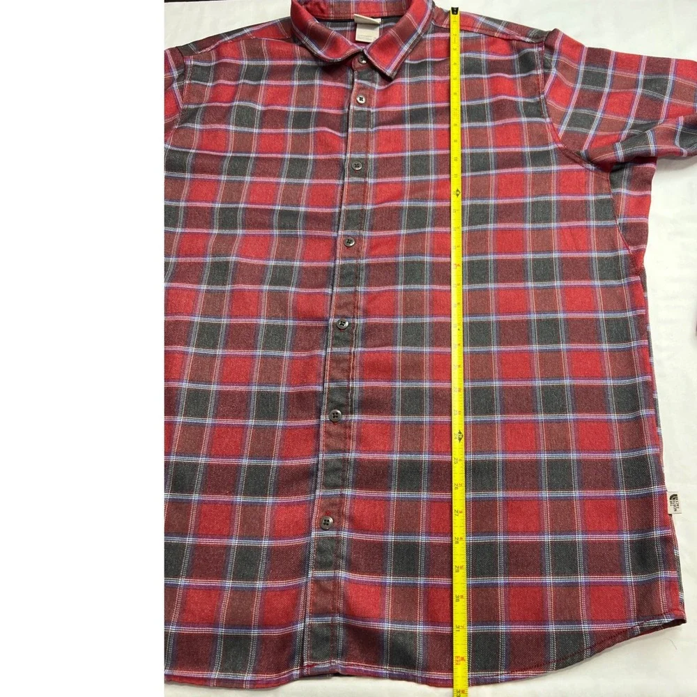 The North Face Plaid Flannel Shirt Mens XXL‎ Red Grey Long Sleeve Button Up C19